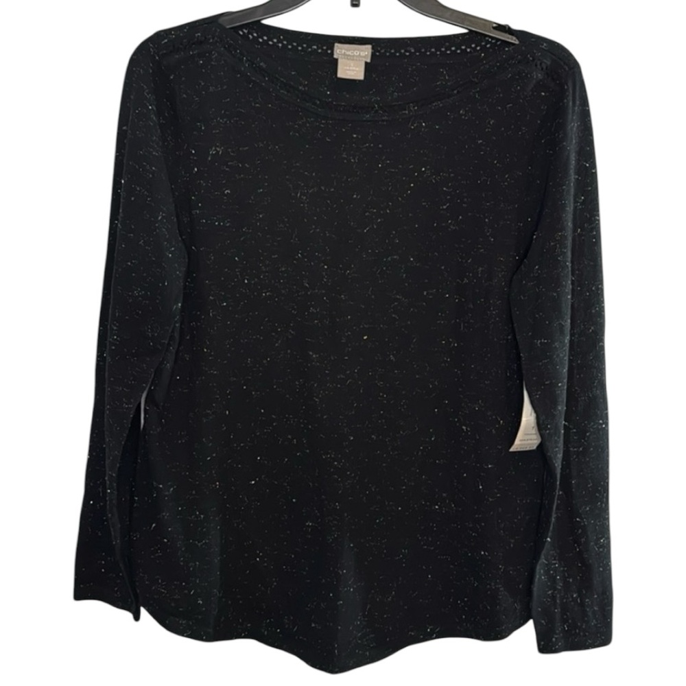 Chico’s Sweater Black Metallic Cashmere Blend in Size 1(S) NWT